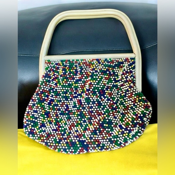 Vintage Rare 1960s Beaded Candy Dot Bag Reversible - Picture 5 of 15